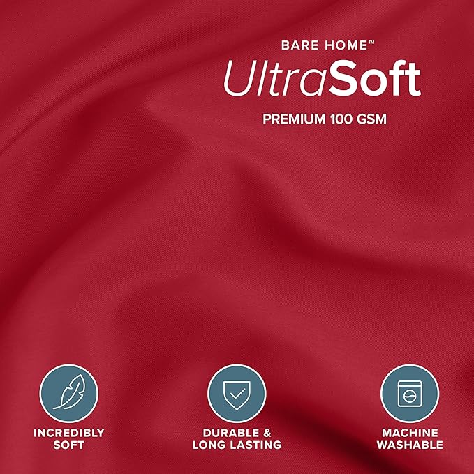 Bare Home Bedding Duvet Cover Queen Size - Premium 1800 Super Soft Collection - Lightweight, Cooling Duvet Cover - Soft Breathable Bedding (Queen, Red)