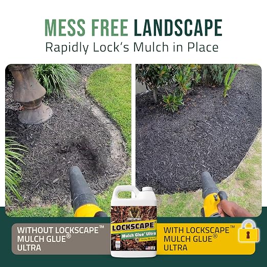 Lockscape Mulch Glue for Landscaping Ultra Concentrated (64 Ounce) - Lasts Up to 2 Years, Non-Toxic, Concentrated Landscape Binder - Strong Mulch and Pine Straw Glue for Landscaping, Pine Straw & More