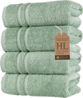 Hawmam Linen Light Green Hand Towels 4 Pack Turkish Cotton Premium Quality Soft and Absorbent Small Towels for Bathroom