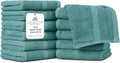 Villa Celestia Cotton Washcloths Set of 12, 12x12 Inch, 100% Ring-Spun Combed Cotton, Soft Absorbent Quick-Dry Wash Cloths for Face and Body, Oeko-TEX Certified, Hotel & Spa Quality, Teal