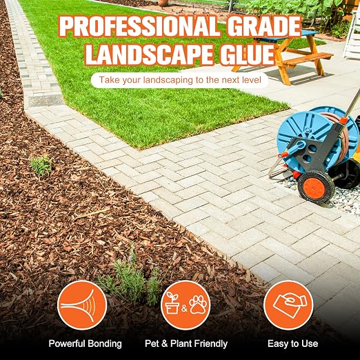 Mulch Binder, Rock Glue for Landscaping, Pea Gravel Binder 4 Gallon Max Cover, Strong Mulch Anchor, Rock Lock Landscape Adhesive for Slopes, Flower Beds, Fast Dry & Safe for Plants Pets