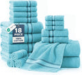 LANE LINEN Towel Sets for Bathroom - 18-Pack Zero Twist 100% Cotton Towels, 6 Bath, 6 Hand & 6 Washcloths, Soft & Highly Absorbent, Premium Hotel & Spa-Quality Design, Easy To wash - Blue