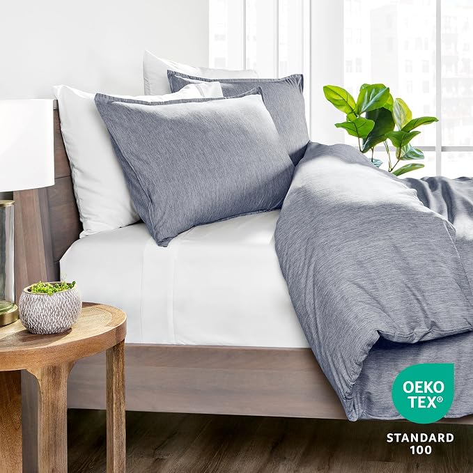 Bare Home Bedding Duvet Cover Full Size - Premium 1800 Super Soft Collection - Lightweight, Duvet Cover - Soft Textured Bedding (Full, Heathered Midnight Blue)