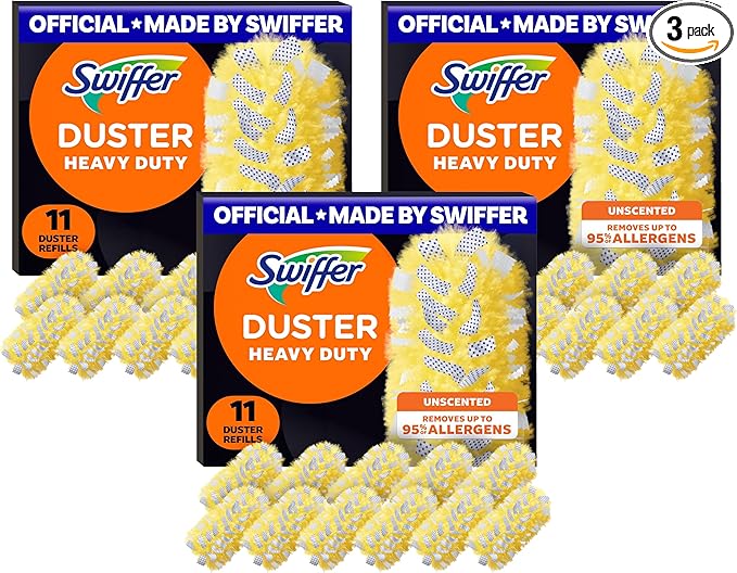 Swiffer Dusters Heavy Duty Multi-Surface Duster Refills for Cleaning, Unscented, 11 Count (Pack of 3)
