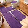 YIHOUSE Purple Bathroom Rugs Sets 5 Piece, Quick Dry Thin Bath Mat with Toilet Rug - Non Slip Absorbent Machine Washable - Bath Runner Rugs for Bathtub Sink Home Decor