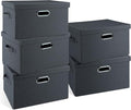Graciadeco Medium 15" 21 Quart Collapsible Stackable Storage Bins with Lids, 5 Packs Dark Gray Foldable Fabric Closet Storage Boxes with Lids, Lidded Heavy-duty Linen Baskets(15x11x8)