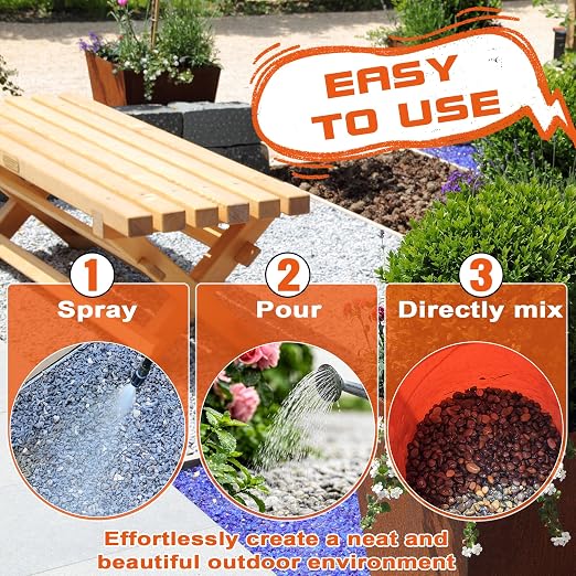 2 Gallon Rock Glue for Landscaping - Strong Mulch Glue, Quick Dry Pea Gravel Stone Glue, Permeable Pet-Safe, Ready to Spray Rock Adhesive for Garden, Pebbles, Walkway, Rubber Mulch with Blue Marks
