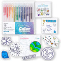 A Brighter Year Large Color The Cosmos Taurus Bundle - Adult Mini Coloring Book (3" x 3" - 50 Pages), Post It Notes (50-3” x 3”), Stickers, & Gel Pens - Stress Relief, Mindfulness, Gift, Travel