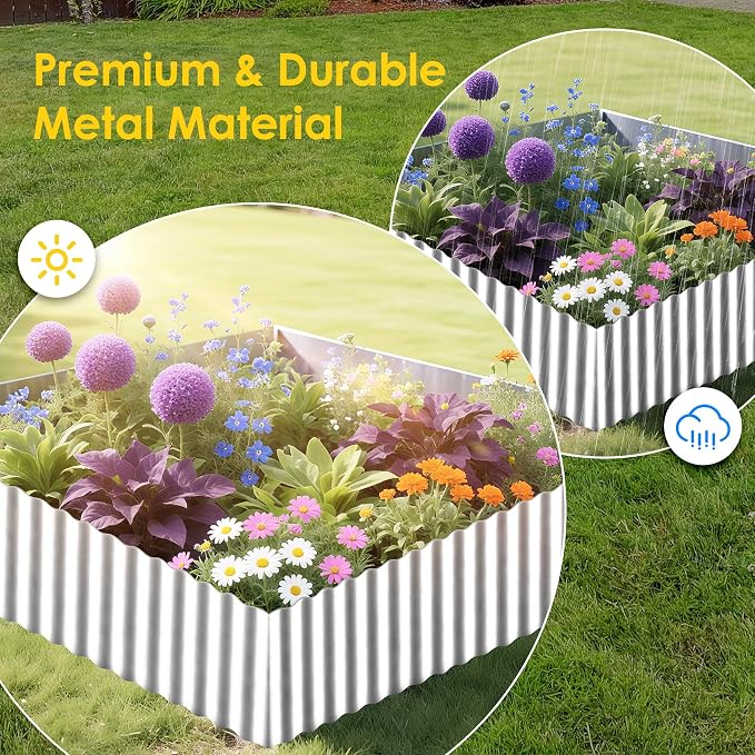 Vehipa Garden Edging Brooder for Landscaping 6" x 30 Ft Corrugated Silver | Landscape Edging, Garden Bed Lawn for Flower Bed, Landscape Border for DIY Lawn, Yard