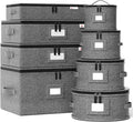 China Storage Containers Hard Shell,Moving Boxes for Mugs,Wine Glassess,Plates,Sausers,Utensils and Dinnerware, Sturdy Dish Organizer with Felt Dividers,8-Piece Set,Grey