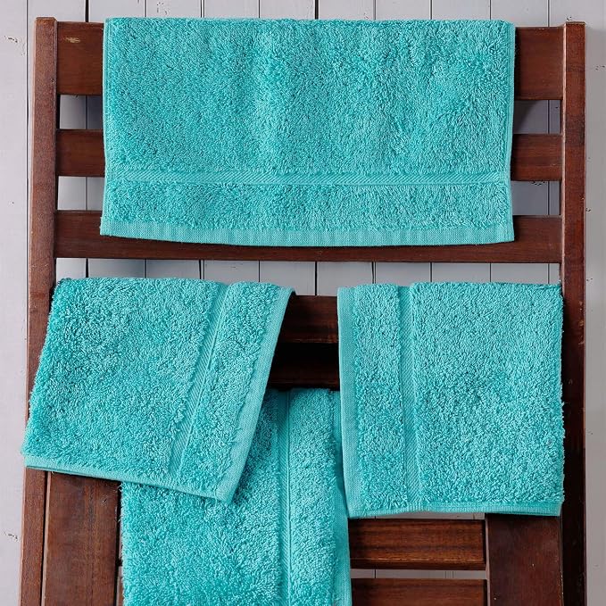 Hawmam Linen Luxury Cotton Washcloths 13x13 Inch - Large Hotel Spa Bathroom Face Towel | 12 Pack | Teal