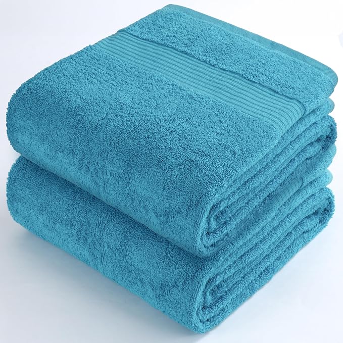 Cotton Paradise 100% Cotton Turkish Towel Set, Soft Absorbent Quick Dry, 2 Piece 35x70 Bath Sheet Set, Ocean Aqua