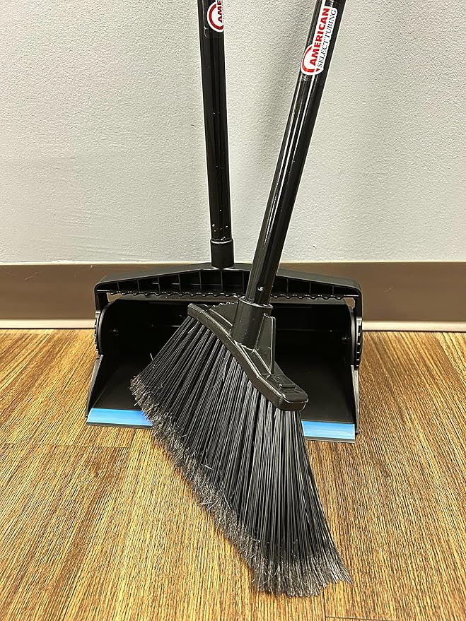 Durable and Sturdy Angle Broom and Lobby Dustpan Set, Premium Quality, Space Saving for Indoors and Outdoors. (2 Pack)