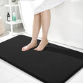 OLANLY Memory Foam Large Bathroom Rugs 40x24, Absorbent Bath Mat, Black | Soft Quick Dry Bath Mat Rugs, Non-Slip, Machine Washable Mat for Bathroom Floor, Tub and Shower, Home Decor Accessories