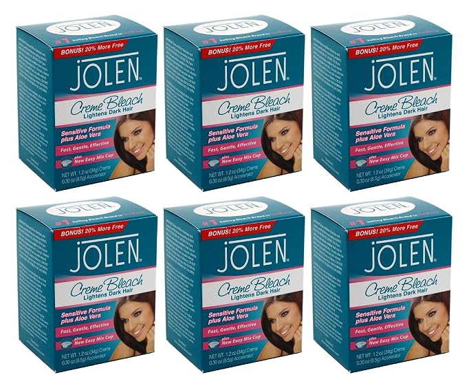 Jolen Creme Bleach Sensitive Formula Plus Aloe Vera 1oz.(pack of 6)