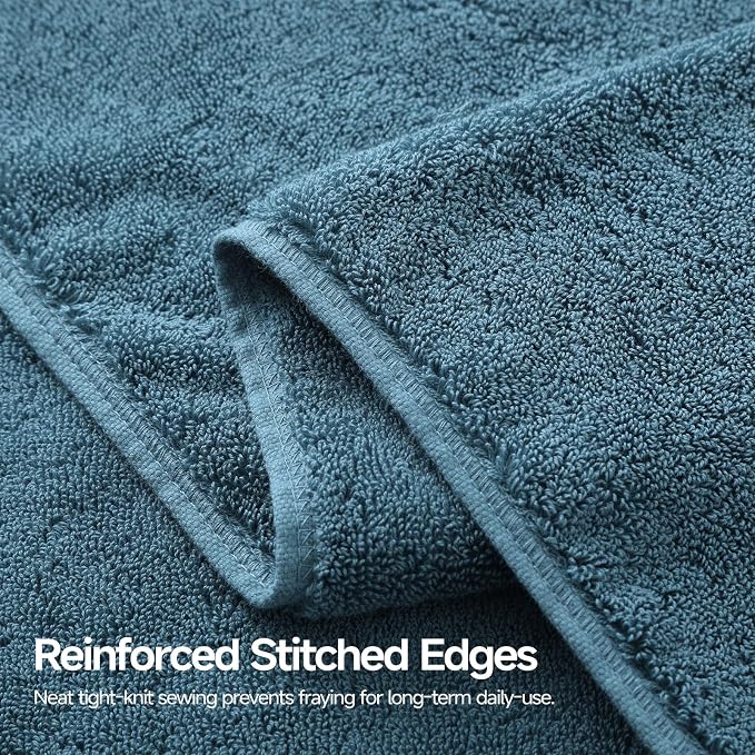 REDKISS 4 Pack Large Bath Towels, 100% Cotton, 31x63 in, Heavyweight 760G, Highly Absorbent & Quick Dry, Super Soft Luxury Towels for Bathroom,Hotel Collection - Blue