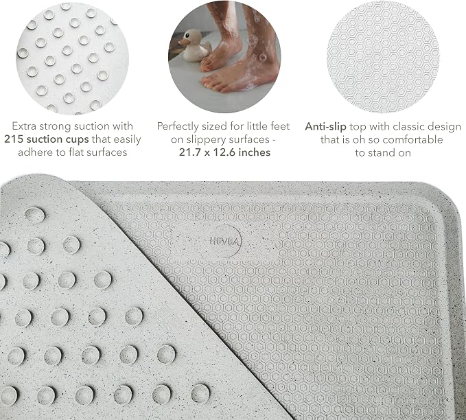 HEVEA Baby & Toddler Bath Mat - 100% Natural Rubber Non Slip Bathtub Mat for Baby - Upcycled, Danish Design - Safe & Sustainable Bathroom Essential (Marble)