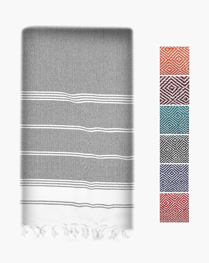 LANE LINEN Beach Towel, Oversized Beach Towel 39"x71", Travel Towel - Ebony | Lightweight Beach Essentials for Women - Absorbent & Quick Dry - Vacation Essential, Travel & Camping, Machine Washable