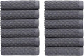 COTTON CRAFT Euro Spa Waffle Wash Cloth - Set of 12 Grey Washcloth | Luxury Face Towel Set - 100% Cotton - Soft Plush Absorbent Low Lint Quick Dry - Gym Shower Beach Bath Kitchen - 12x12 inches