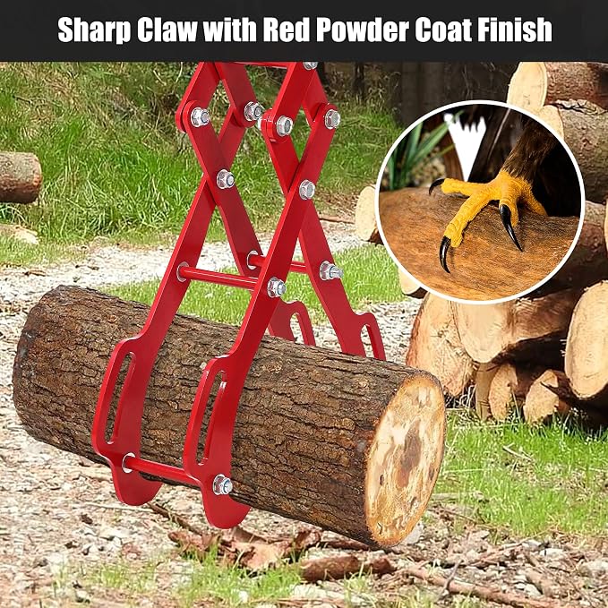 28 in Log Lifting Tongs with 4 Claw, Heavy Duty Steel Logging Tool Grabbler, Anti-Slip Dragging Tongs, Lumber Skidding Grabber for Tractors, Trucks, Firewood, Lumber