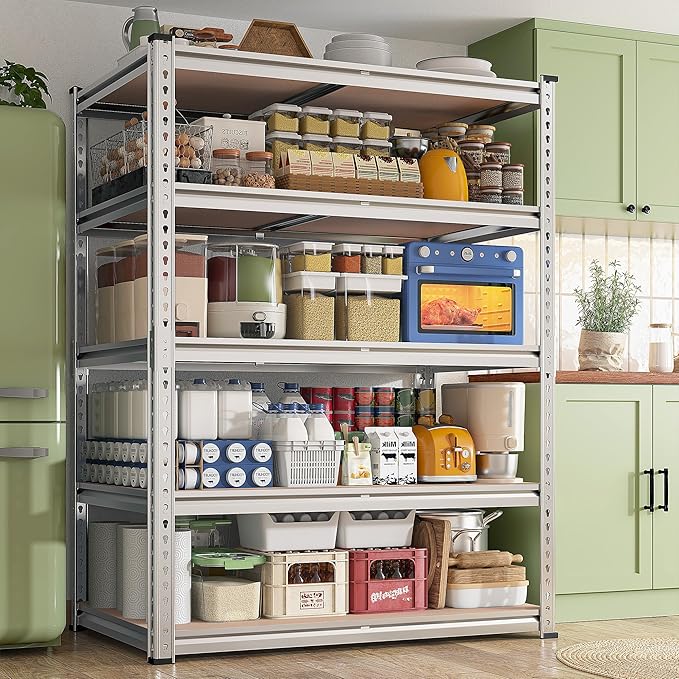REIBII 2020LBS Garage Shelving Heavy Duty Metal Shelving 5 Tier Storage Shelves, Metal Shelves for Basement, Warehouse, Pantry, Closet, Kitchen, 72" H x 36" W x 16" D, Galvanized, 3 Pack