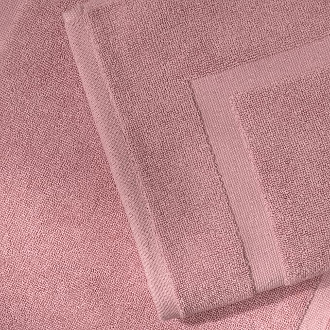 SALBAKOS 2-Piece 100% Turkish Cotton Bath Mat Towel, 20x34 inch, Rose | Bathroom Floor Towels, Thick Soft Most Absorbent Quick-Dry Durable Large Size Foot Rug, Premium Hotel Quality Made in Turkey
