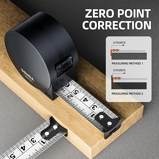 SENDA Tape Measure 16FT/5M, Compact Mini Measuring Tape, Black and White Faceted Ruler Tape, Easy-to-Read Metric/Inch Measurements for Home, Office & DIY Crafts Use(16Ft)