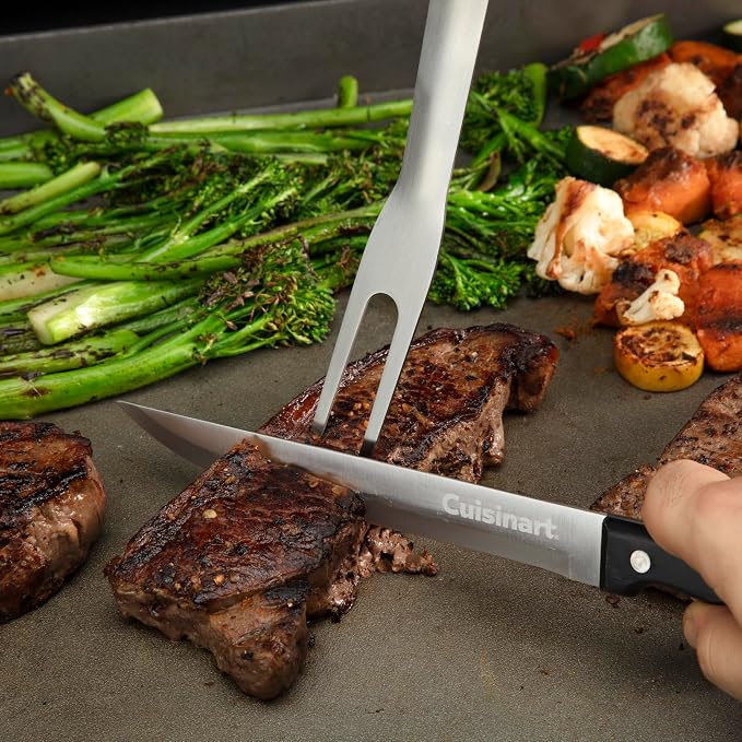 Cuisinart 24-Piece Griddle Tool Set with Storage Tote, Stainless Steel Flat Top Grill Accessories with Spatulas, Melting Dome, Smash Burger Press, Scraper & Tongs, Perfect for BBQ, Tailgates, Camping