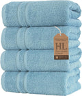 Hawmam Linen Light Blue Hand Towels 4 Pack Turkish Cotton Premium Quality Soft and Absorbent Small Towels for Bathroom