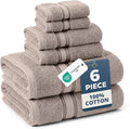 LANE LINEN Luxury Bath Towel Set - 6 Piece Set, 100% Cotton Bathroom Towel, Zero Twist, Shower Towel, Extra Absorbent, Super Soft, 2 Bath, 2 Hand, 2 Wash Cloths - Platinum