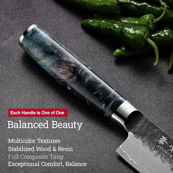 JPCK 8'' Japanese Damascus Chef Knife, Hand Forged VG10 Steel | Kurouchi Forged Finish, 67-Layer Damascus Cladding, For Professional & Home Chefs, Leather Sheath Included, Premium Gift Box