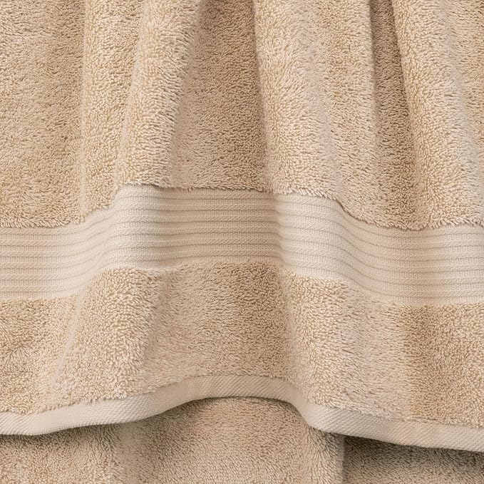Cotton Paradise Turkish Towel Set, Soft Absorbent Quick Dry, 4 Piece Bath Towel Set, Beige