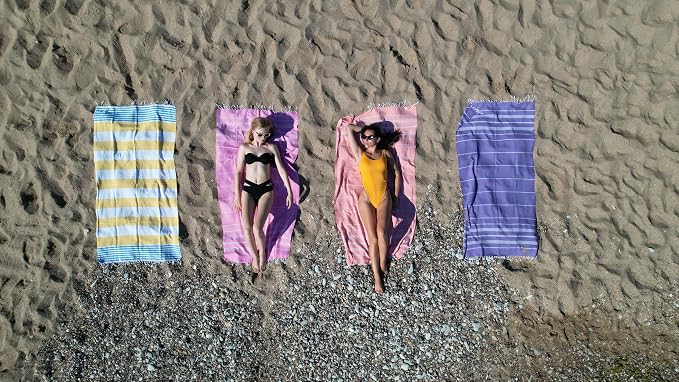 HAVLULAND Turkish Beach Towel Set of 6 Oversized 72x40 100% Turkish Cotton | Soft Hammam Peshtemal, Sand Free, Quick-Dry, Absorbent Bath Towel | Lightweight & Compact for Travel, Pool, Gym, Spa - Orange