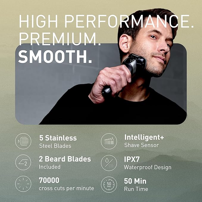 Panasonic ARC5 PRO Electric Razor for Men, Wet/Dry 5-Blade Foil Shaver for Thick Beard & Stubble, 20D Flexible Head, Pop-Up Trimmer with Automatic Cleaning + Charge System – ES-L580WS