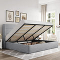 Allewie King Size Lift Up Hydraulic Storage Bed Frame Light Grey | Modern Wingback Headboard, Hydraulic Support Storage, No Box Spring Needed
