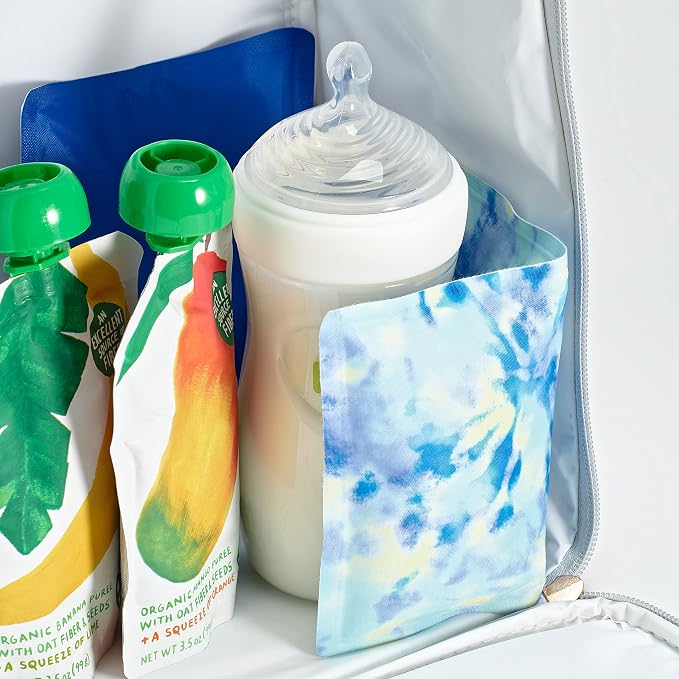 Fit & Fresh Cool Coolers 2 Pack Soft Ice for Lunch Bags, Flexible Stretch Nylon, Durable, Reusable Lunch Box Ice Packs, Soft Ice, Reusable Freezer Packs, Lunch Ice, Easy to Clean, Aqua Tye Dye