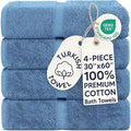 Chakir Turkish Linens 100% Cotton Premium Turkish Towels for Bathroom | 30'' x 60'' Large Bath Towels (4 Piece, Wedgewood)