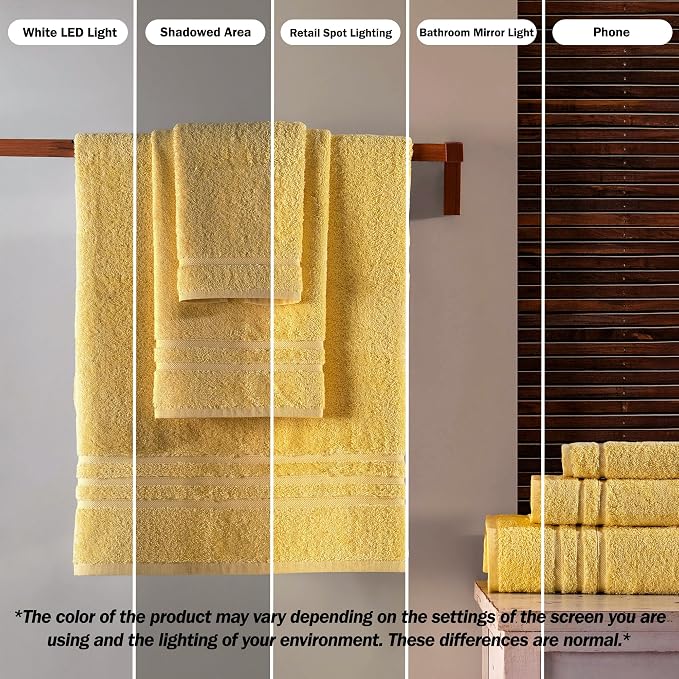 Washcloth Linen Set Premium Original Turkish Cotton, Hotel Quality for Maximum Softness & Absorbency for Face, Hand, Kitchen & Cleaning (Yellow, Washcloth Set)