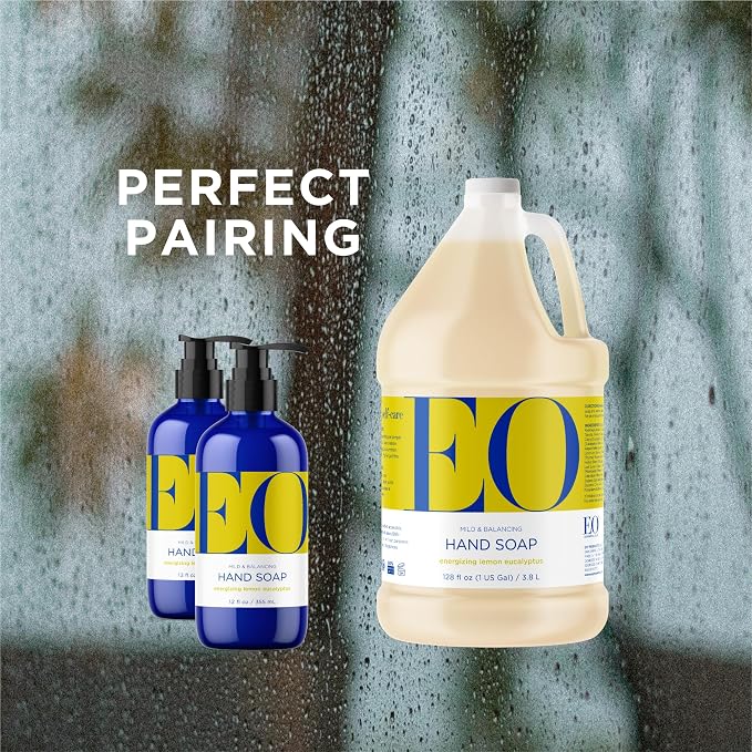 EO Liquid Hand Soap Refill, 1 Gallon, Lemon and Eucalyptus, made with Essential Oils for Kitchen and Bathroom