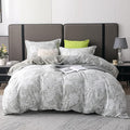 OAITE Duvet Cover Set Queen Size Floral Pattern 600 Thread Count Ultra Soft 100% Long Staple Cotton Duvet Cover Sets 3-PC, Breathable Duvet Cover with Zipper Closure & Corner Ties