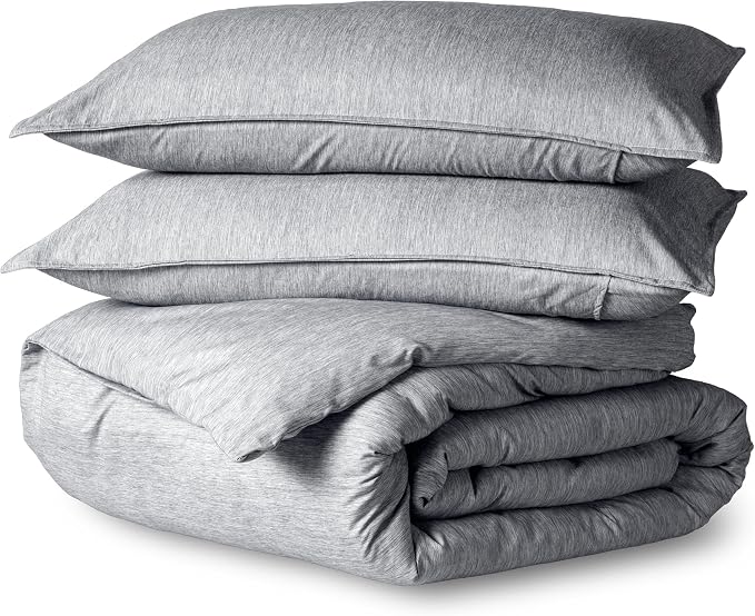 Bare Home Bedding Duvet Cover Queen Size - Premium 1800 Super Soft Collection - Lightweight, Duvet Cover - Soft Textured Bedding (Queen, Heathered Charcoal)