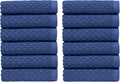 COTTON CRAFT Euro Spa Waffle Wash Cloth - Set of 12 Blue Washcloth | Luxury Face Towel Set - 100% Cotton - Soft Plush Absorbent Low Lint Quick Dry - Gym Shower Beach Bath Kitchen - 12x12 inches