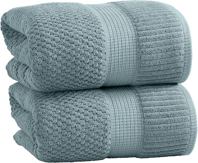 NY Loft 100% Cotton 2-Pack Oversized Bath Towel Set | Stormy | Quick-Dry | Two Oversized 35" x 70" Bath Towels / Bath Sheets | Super Absorbent | Designer-Styled Texture