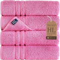 Hawmam Linen Pink Bath Towels 4 Pack Soft and Absorbent, Premium Quality Perfect for Daily Use 100% Cotton Towel 600 GSM