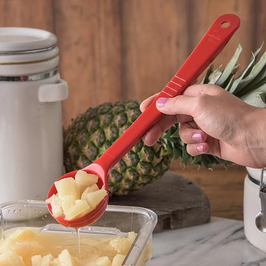 CFS 396105 Perforated Long Handle Portion Control Spoon, 2 oz, Red (Pack of 12)