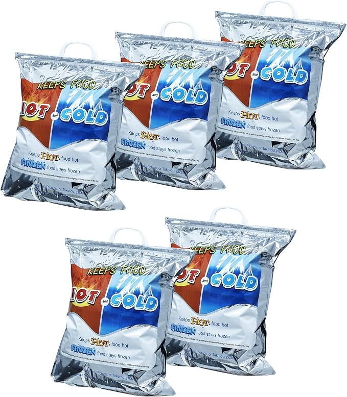 Superio Hot and Cold Insulated Bags for Food Delivery, Grocery Shopping Bags, Food Storage for Hot and Frozen Food for Travel, Disposable Cooler Bag, Reinforced Thermal Lunch Bag (5, 16"x19.25")