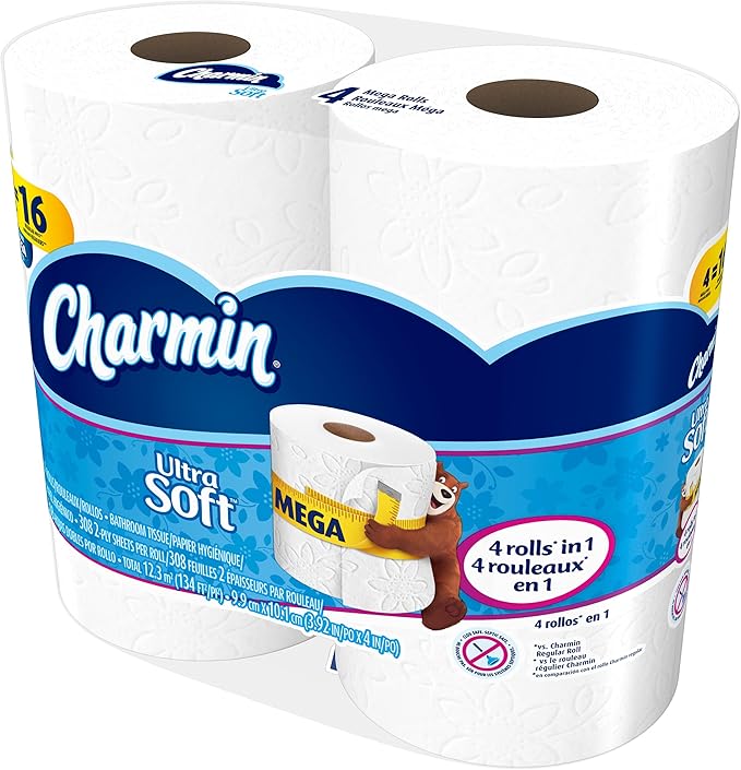Charmin Ultra Soft Toilet Paper, Bath Tissue, Mega Roll, 24 Count, 4 Count (Pack of 6)