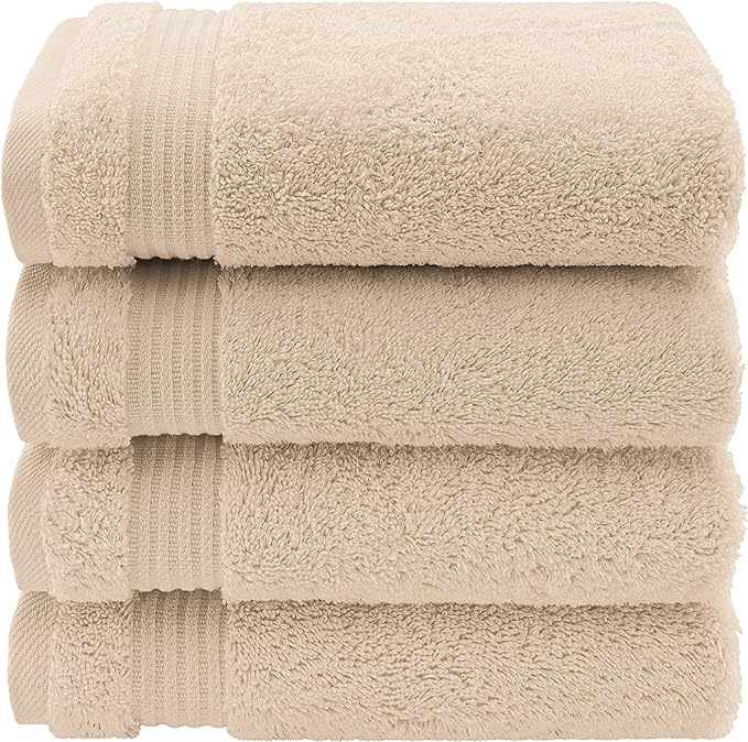 American Veteran Towel, Hand Towels for Bathroom Set of 4, 100% Cotton Turkish Hand Towel Sets, Soft Hand Face Towels, Beige Hand Towels