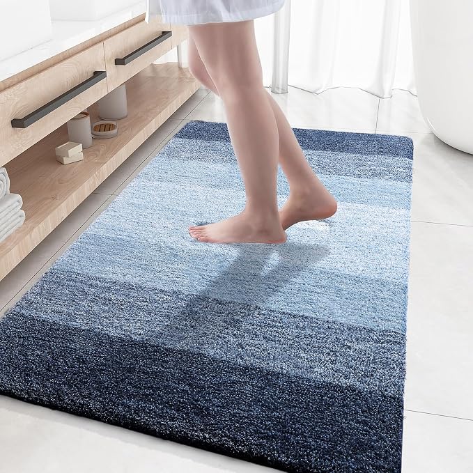 OLANLY Large Bathroom Rugs Mat 44x32, Extra Soft Absorbent Microfiber Bath Rugs, Rubber Backing, Quick Dry, Washable Bath Mats for Bathroom Floor, Tub and Shower, Home Decor Accessories, Navy Blue