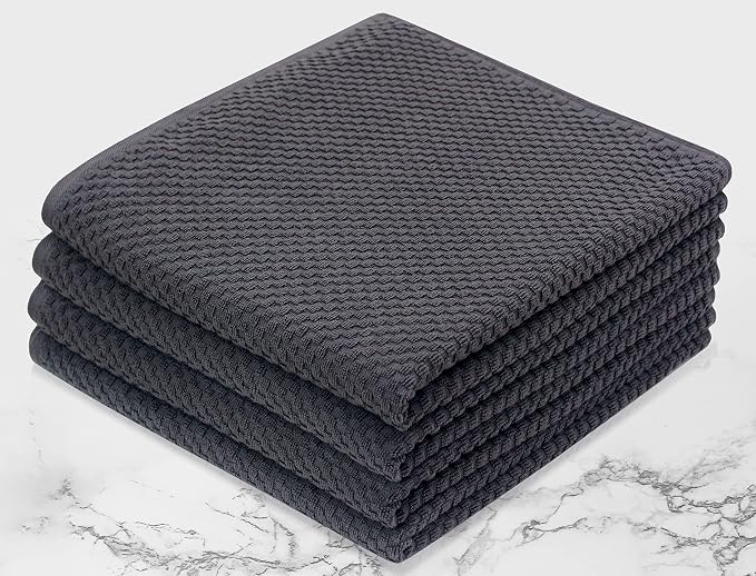 COTTON CRAFT Euro Spa Waffle Weave Bath Towels - Set of 4 Grey Towels | Pure 100% Ringspun Cotton Oversized Luxurious Towel Set - Soft Plush Super Absorbent Low Lint Quick Dry - 30 x 56 inches